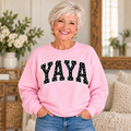 YAYA Pink Polka Dot Crewneck on older woman