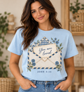 You Are Loved Floral Letter Light Blue T-Shirt
